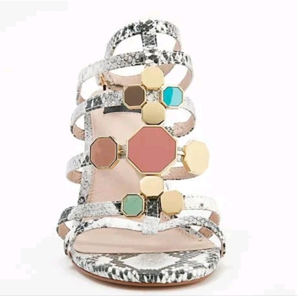 Louise et Cie Leeba Leather Strappy Heeled Sandals Toasted Black/White size 8.5 - Picture 3 of 6